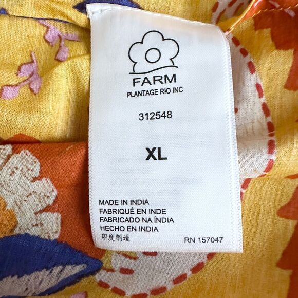 FARM RIO Skirt Women XL Orange Yellow 100% Cotton Palms Party Smocked Mini NWT - Picture 7 of 10